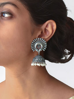 Teejh - Jhalsa Silver Oxidized Earrings