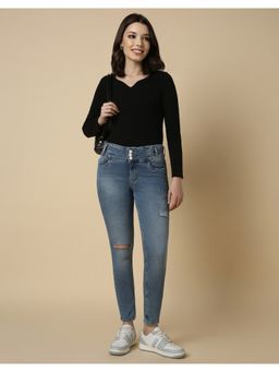 Allen Solly - Women Blue Ankle Skinny Fit Mid Wash Jeans