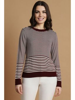Allen Solly - Women Maroon Stripe Casual Top