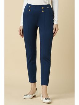 Allen Solly - Women Blue Regular Fit Solid Casual Trousers