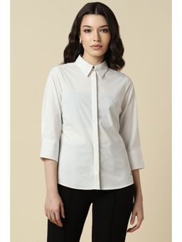 Allen Solly - Women White Solid 3/4Th Sleeves Shirt