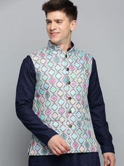 SHOWOFF - Mens Printed Multi Ethnic Nehru Jacket