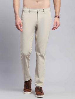 Monte Carlo - Mens Beige Solid Casual Trouser