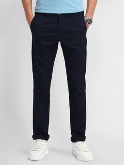 Arrow Sports - Slim Fit Mid Rise Casual Trousers Blue