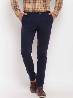 GANT - Men Blue Solid Regular Fit Mid-Rise Chinos Blue