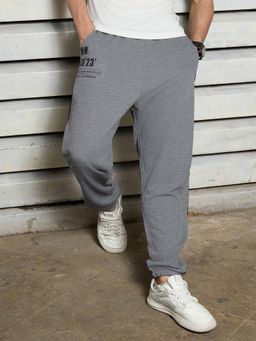 High Star - Men Regular Printed Mid-Rise Joggers Grey