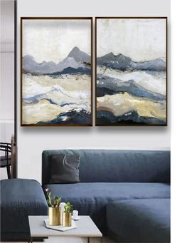 The Art House - White Grey Abstract Painting Wall Art Set of 2