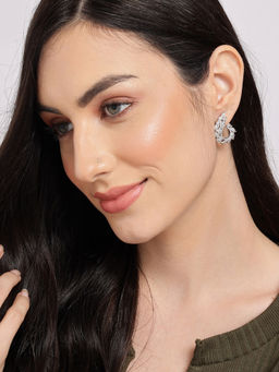 Sohi - Silver Plated Contemporary Studs Earrings