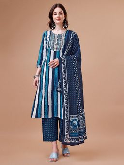 BERRYLICIOUS - Striped Printed Kurta Set with Dupatta