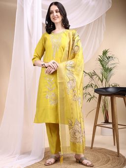 BERRYLICIOUS - Embroidered Kurta with Pant and Printed Dupatta