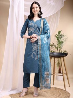 BERRYLICIOUS - Embroidered Kurta with Pant and Printed Dupatta