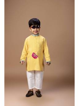 LITTLE BRATS - Lotus Heavy Embroidery Kurta With Pyjama