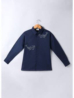 LITTLE BRATS - Whales Embordered On Two Sides Full Shirt