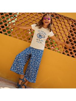 COOL CLUB - Smyk Girls Blue Printed Trousers