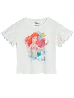 COOL CLUB - Smyk Disney Princess Girls Off White Printed Top