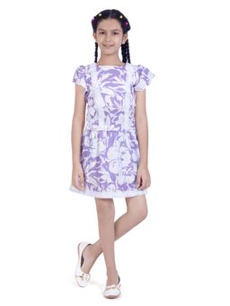 TINY GIRL - Floral Printed Top and Skirts - Purple