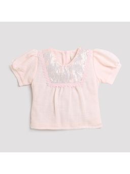 TINY GIRL - Puff Sleeves Top- Peach