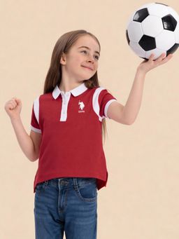 U.S. POLO ASSN. - Girls Solid Regular Fit Polo T-Shirts