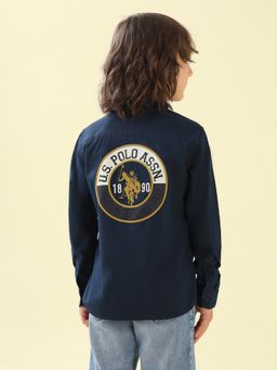 U.S. POLO ASSN. - Boys Blue Twill Graphic Shirt