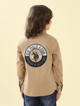 U.S. POLO ASSN. - Boys Brown Twill Graphic Shirt