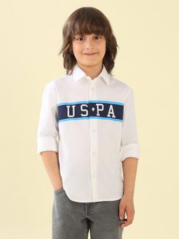 U.S. POLO ASSN. - Boys White Twill Shirt