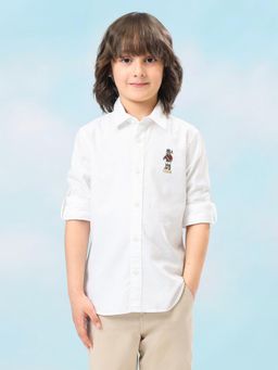 U.S. POLO ASSN. - Boys White Oxford Solid Regular Fit Shirt