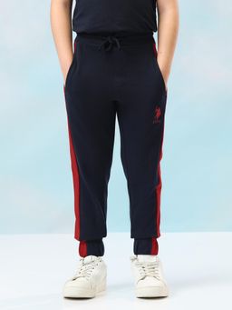 U.S. POLO ASSN. - Navy Blue Boys Solid Mid Rise Joggers