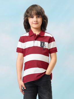 U.S. POLO ASSN. - Boys Red Horizontal Striped Regular Fit Polo Shirt