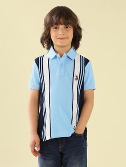U.S. POLO ASSN. - Boys Blue Vertical Striped Regular Fit Polo Shirt