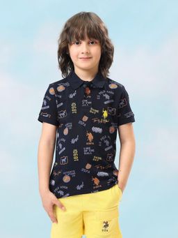 U.S. POLO ASSN. - Boys Blue Graphic Regular Fit Polo Shirt