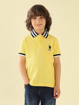 U.S. POLO ASSN. - Boys Yellow Solid Regular Fit Polo Shirt