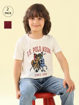U.S. POLO ASSN. - Boys Multi-Color Graphic Regular Fit T-Shirt (Pack of 2)