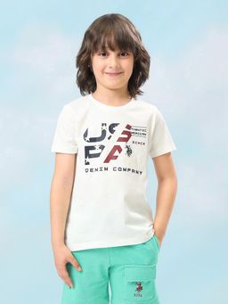 U.S. POLO ASSN. - Boys White Graphic Regular Fit T-Shirt
