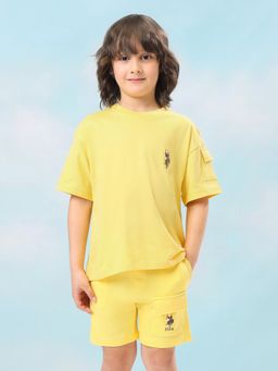 U.S. POLO ASSN. - Boys Yellow Solid Oversized Fit T-Shirt