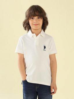 U.S. POLO ASSN. - Boys White Solid Regular Fit Polo Shirt