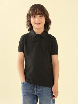 U.S. POLO ASSN. - Boys Green Solid Regular Fit Polo Shirt