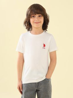 U.S. POLO ASSN. - Boys White Solid Regular Fit T-Shirt