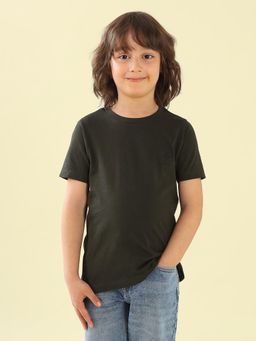 U.S. POLO ASSN. - Boys Green Solid Regular Fit T-Shirt