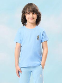 U.S. POLO ASSN. - Boys Blue Solid Regular Fit T-Shirt