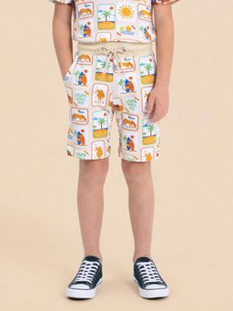 U.S. POLO ASSN. - Boys Beige Graphic Regular Fit Shorts