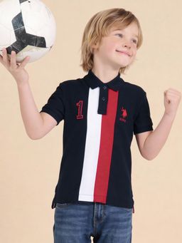 U.S. POLO ASSN. - Boys Navy Blue Stripe Regular Fit Polo Shirt