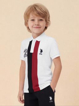 U.S. POLO ASSN. - Boys White Stripe Regular Fit Polo Shirt