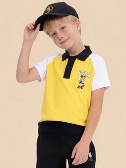 U.S. POLO ASSN. - Boys Yellow Colorblock Regular Fit Polo Shirt