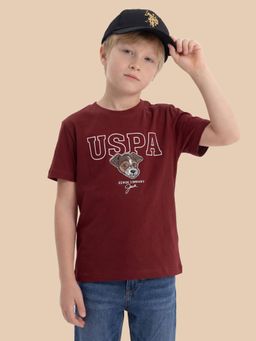 U.S. POLO ASSN. - Boys Red Embroidered Regular Fit T-Shirt