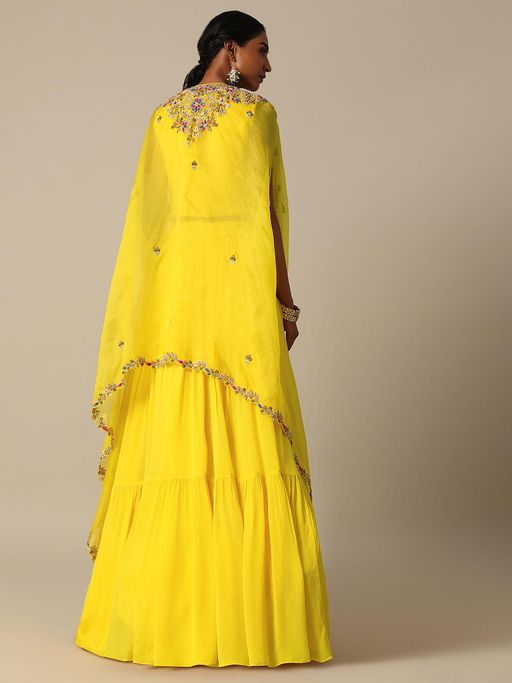 slim fit dress slacks Buy Yellow Crepe Palazzo Suit With Thread And Resham Work| KALKI Fashion  India