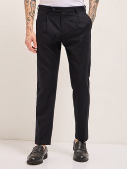 The Bear House - Men Formal Blue Regular Fit Solid Trouser