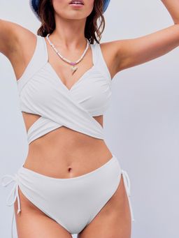 Cider - Criss Cross Tie Side Bikini Swimsuit (Set of 2)