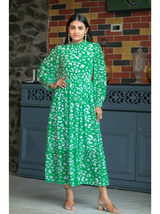 Buy Masakali.Co Parrot Green Print Women Western Maxi Dress Online Buy Masakali.Co Parrot Green Print Women Western Maxi Dress Online