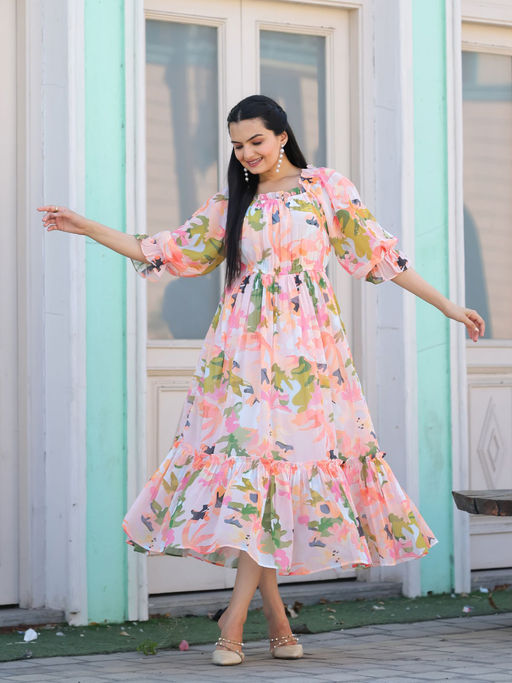 Buy Masakali.Co Pink Printed Women Western Maxi Dress Online