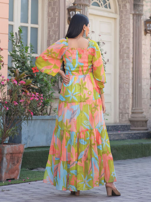 Buy Masakali.Co Multi Color Floral Print Women Western Maxi Dress Online